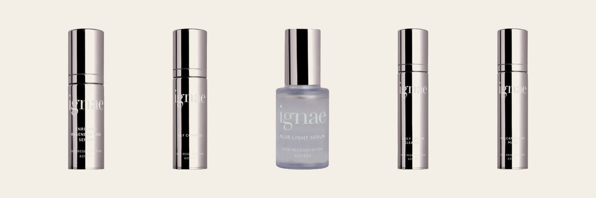 Die IGNAE Hautpflegeserie – Serum, Day Complex, Blue Light Serum, Cleanser und Clay Mask